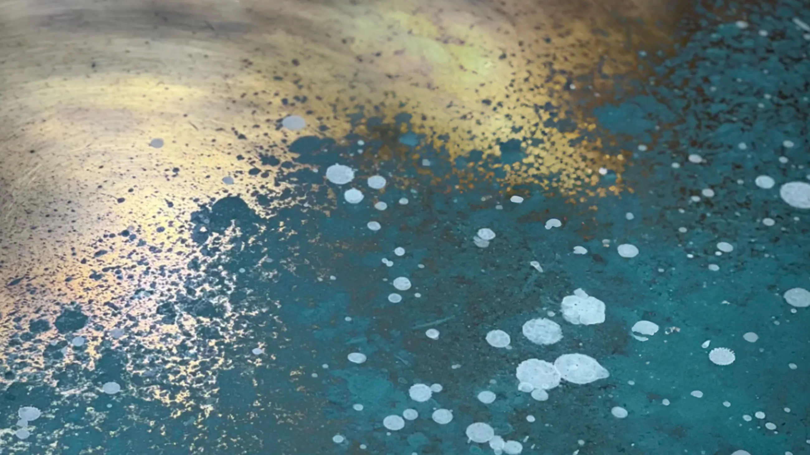 Aged patina decorative metal surface close-up