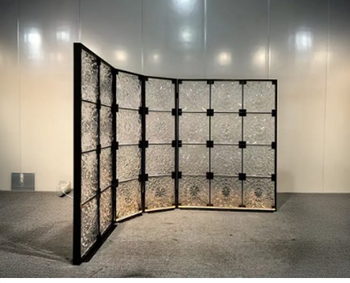 Decorative metal folding screen portfolio installation